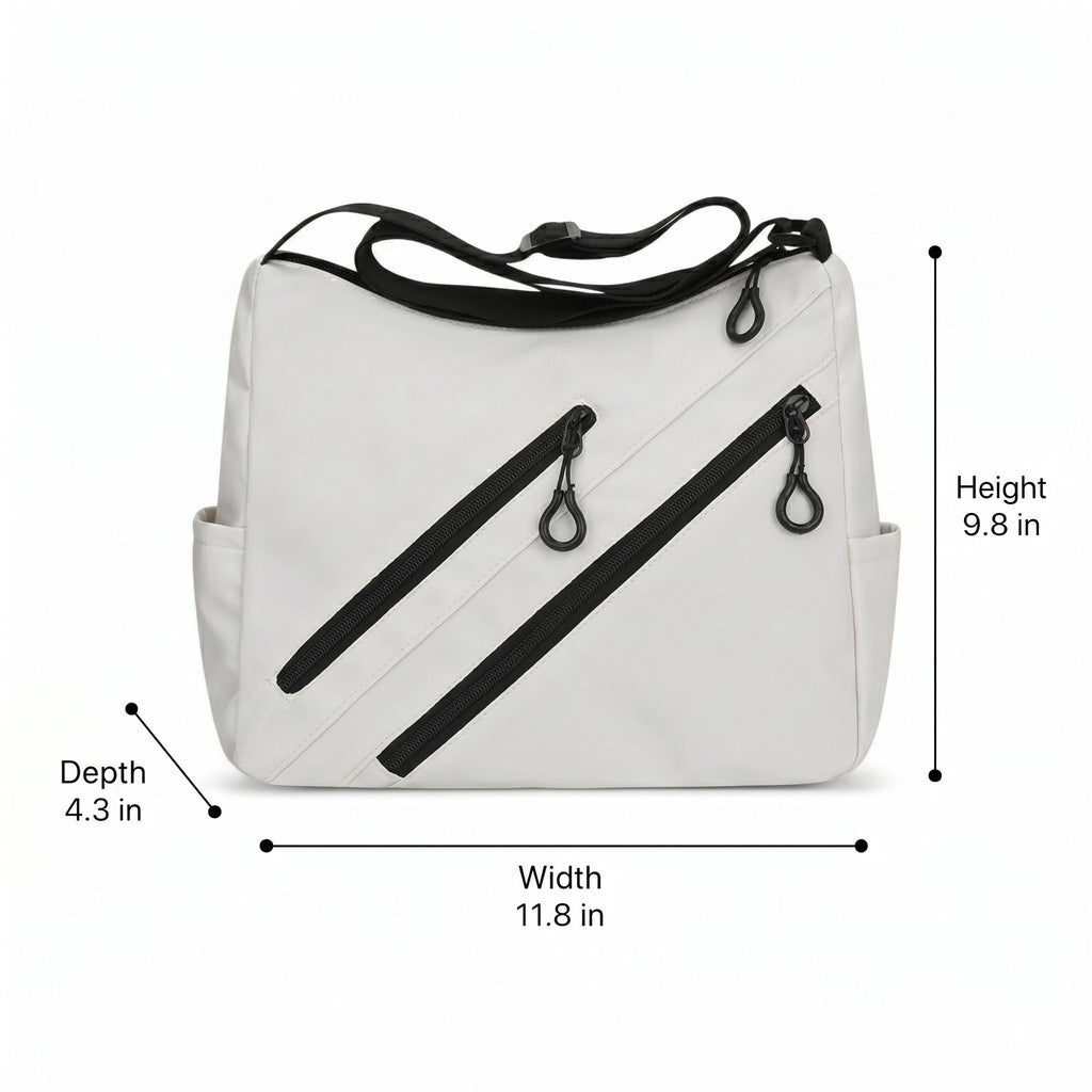 Large Nylon Crossbody Messenger Bag Adjustable Strap Multi Pocket Everyday Shoulder Bag