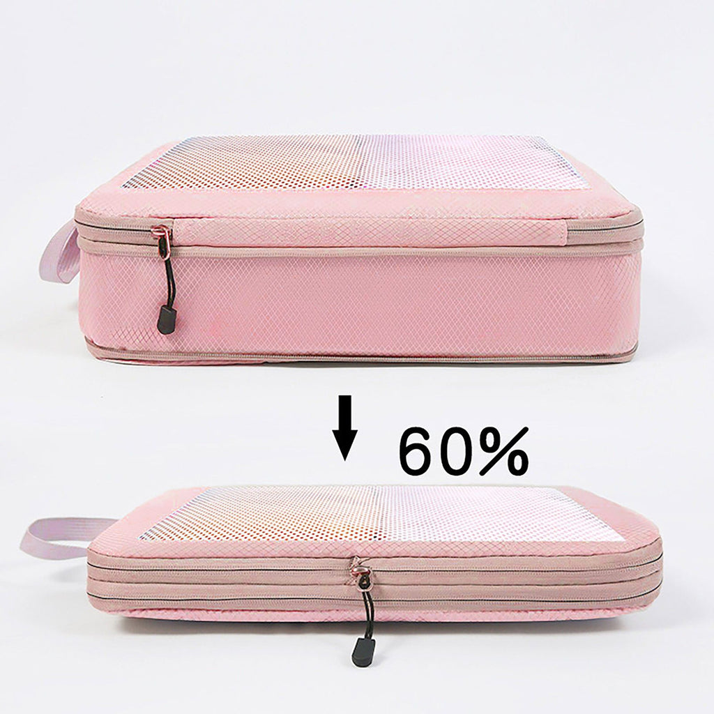 Travel Packing Cubes Set with Mesh Front Panel Zipper Storage Bags Lightweight Luggage Organizer Multi Size Set