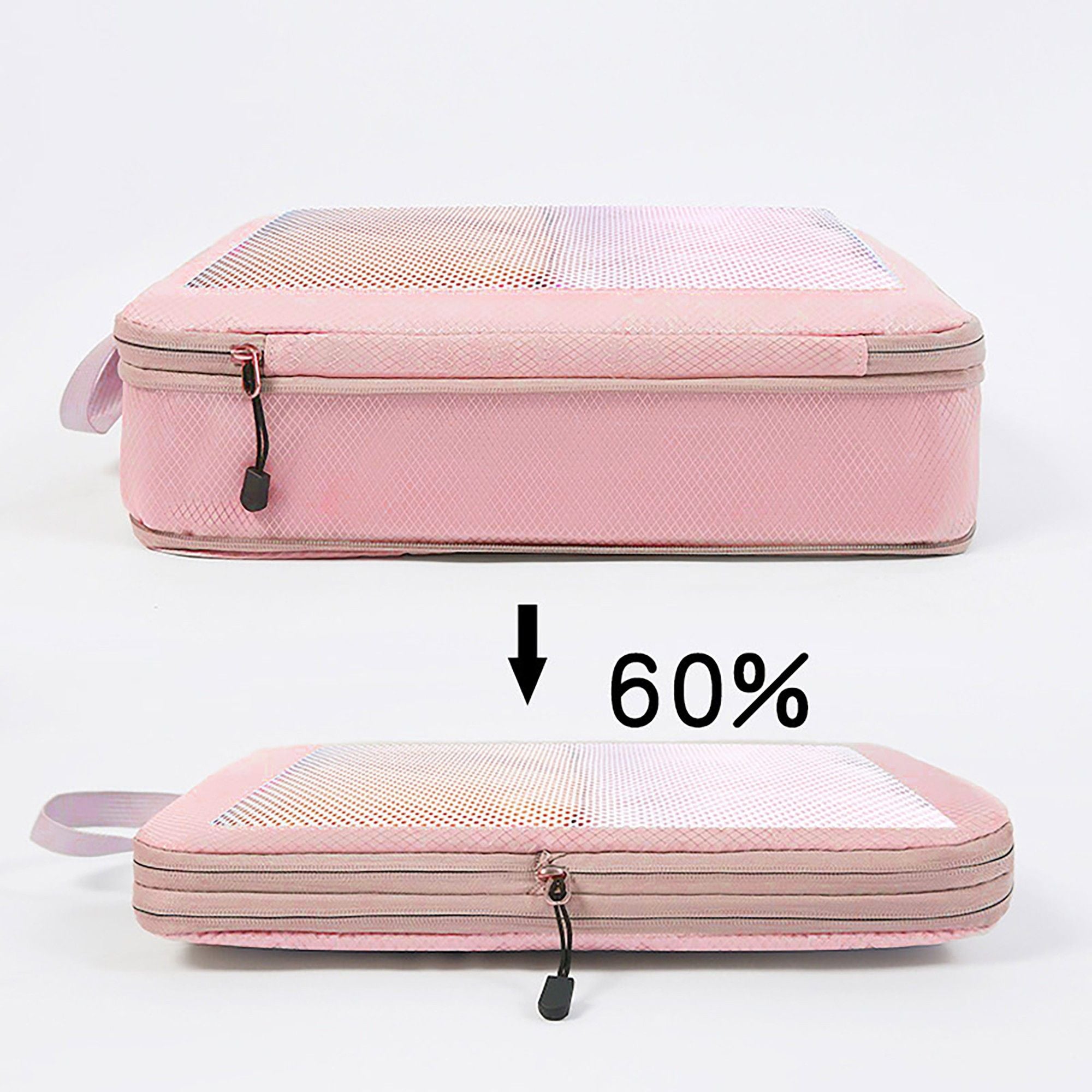 Travel Packing Cubes Set with Mesh Front Panel Zipper Storage Bags Lightweight Luggage Organizer Multi Size Set