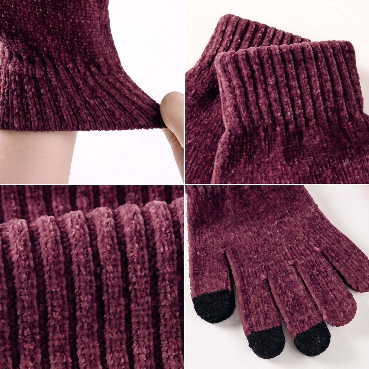 3 Piece Pom Beanie Scarf and Touchscreen Gloves Winter Set