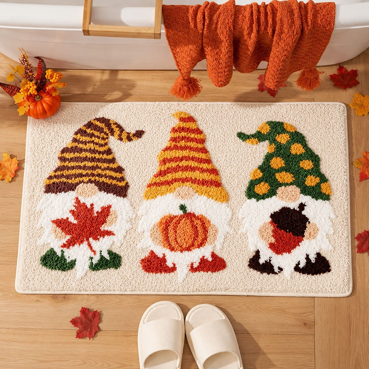Seasonal Gnome Tufted Bath Rug with Nonslip Backing 15.7 x 23.6 in