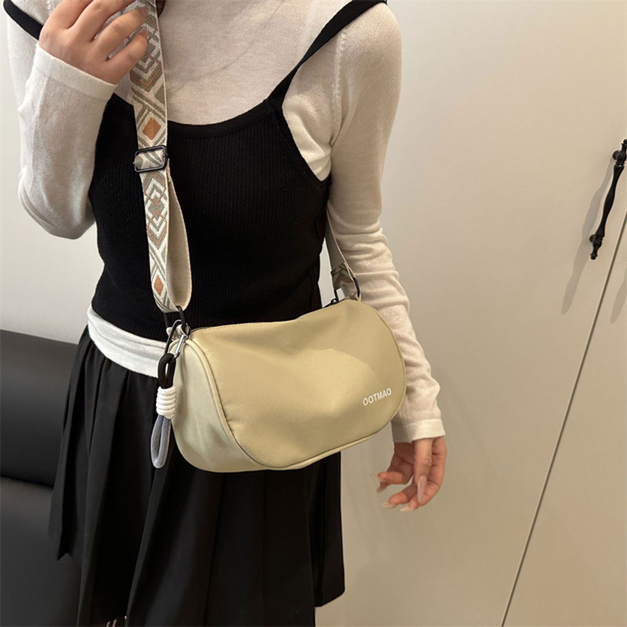 Anna-Kaci Women's Soft Crossbody Bag - Adjustable Patterned Strap Shoulder Bag for Casual Daily & Stylish Outings