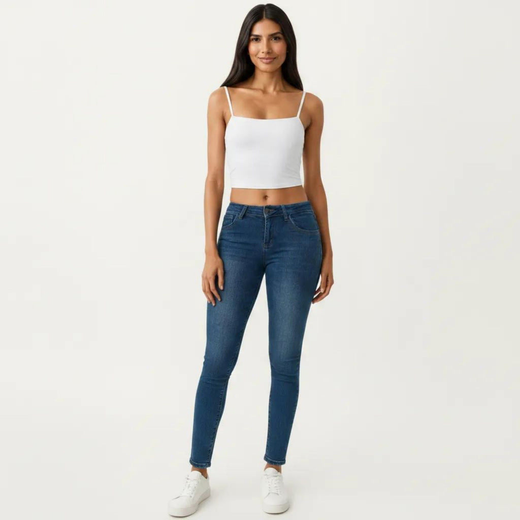Anna-Kaci Active Women's Longline Cami Sports Bra with Adjustable Straps and Straight Neckline