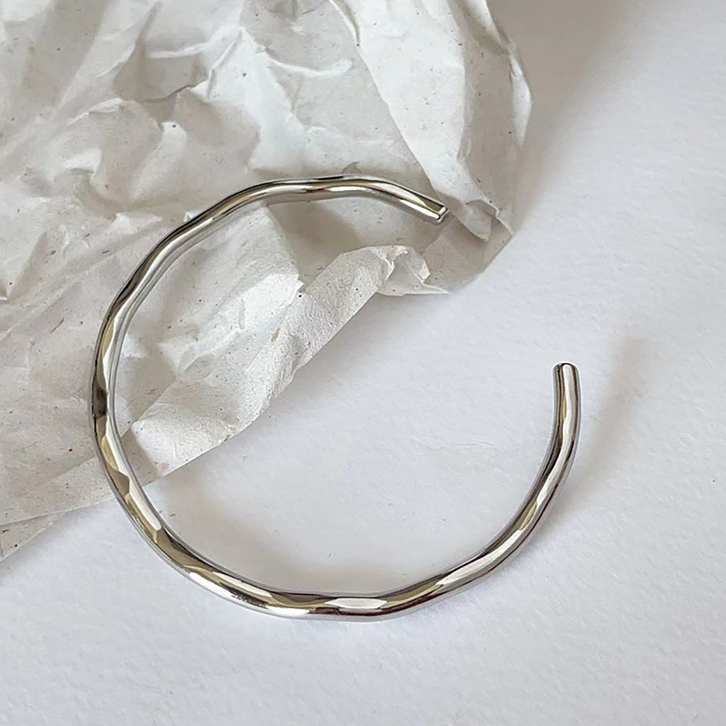 Women's Titanium Steel Wave Cuff Bracelet Adjustable Bangle for Casual & Dressy Styling