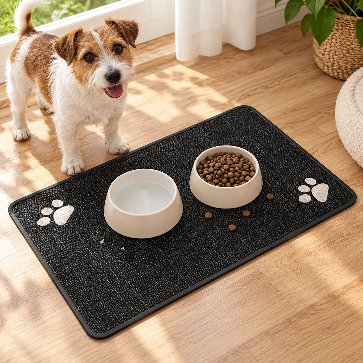 Absorbent Paw Print Pet Mat with Non Slip Backing