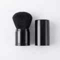 2-Piece Retractable Kabuki Makeup Brush Set with Soft Synthetic Bristles for Powder and Blending