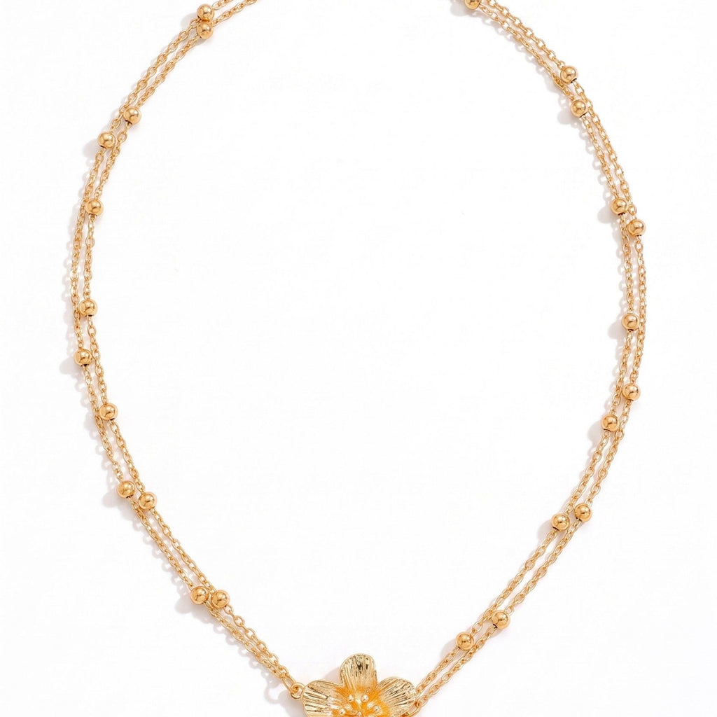 Single Floral Layered Beaded Metal Waist Chain Adjustable Minimalist Statement Waist Jewelry 43.3in