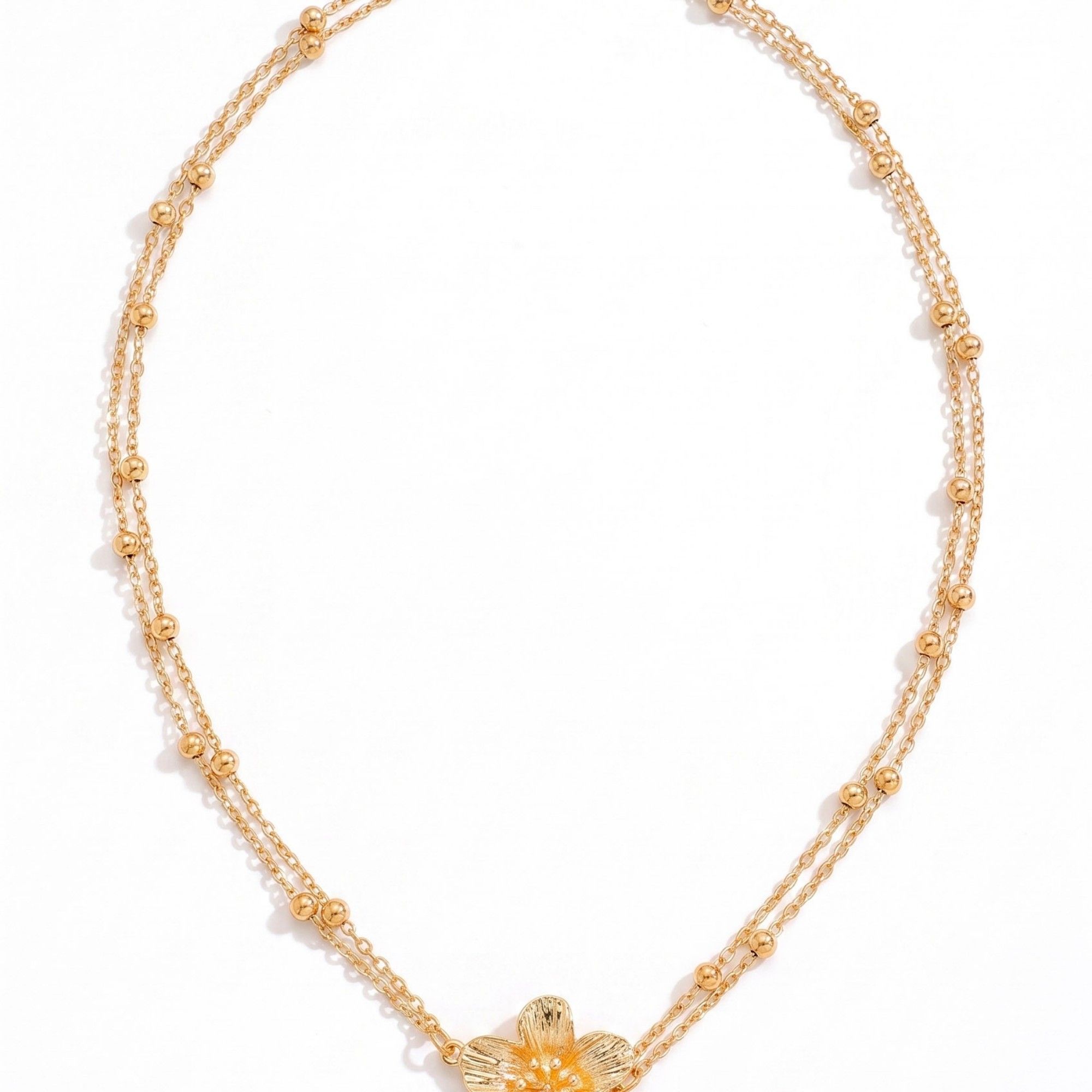 Single Floral Layered Beaded Metal Waist Chain Adjustable Minimalist Statement Waist Jewelry 43.3in