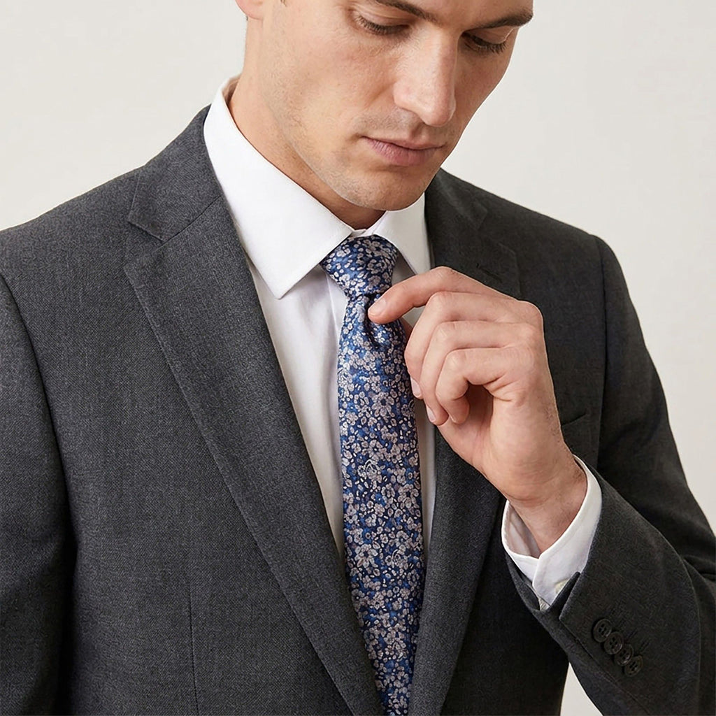 Men's Paisley Tie Gift Set with Matching Pocket Square Cufflinks and Silver Tie Clip