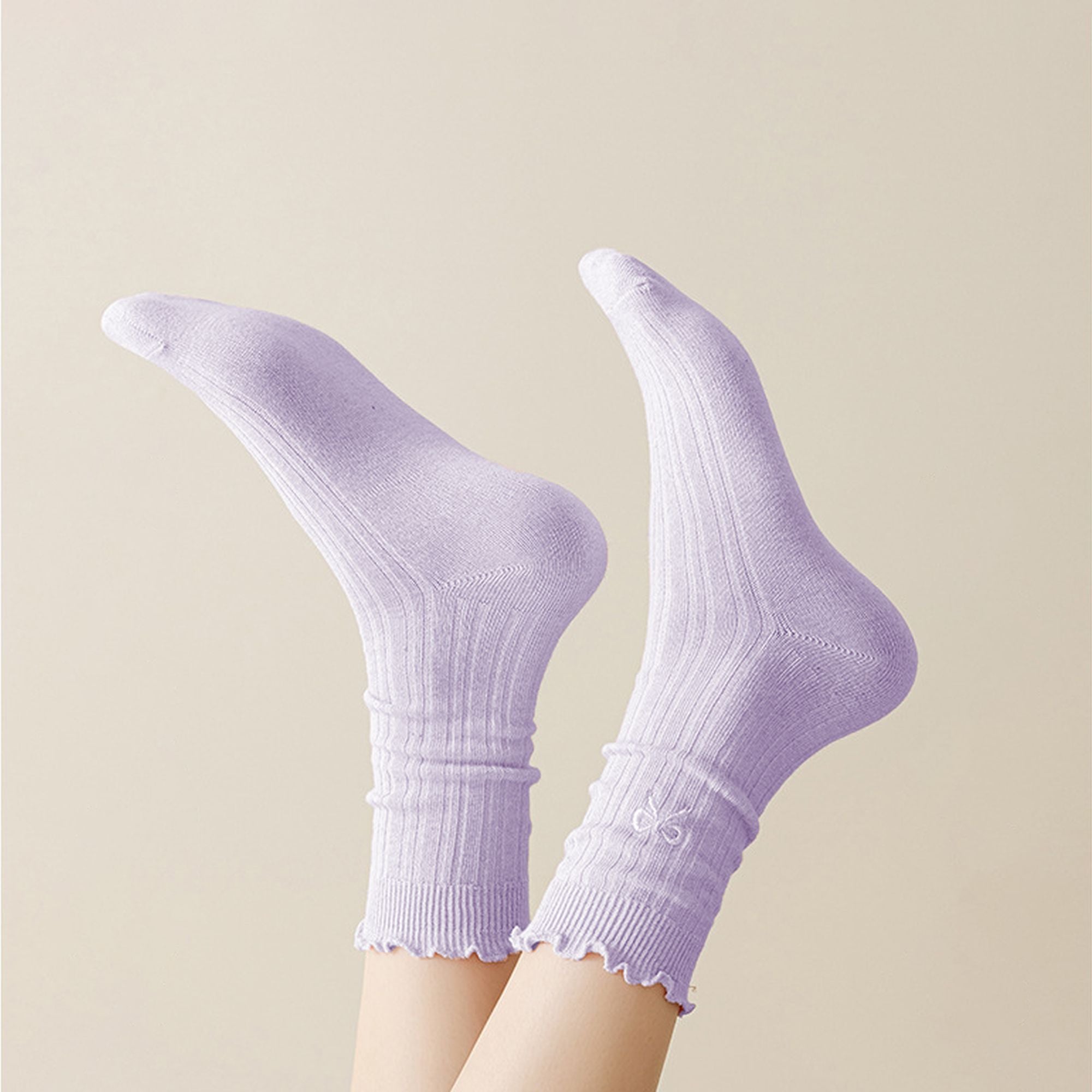 Anna-Kaci Women's Summer Ribbed Ankle Socks with Bow Embroidery Casual 5Pk