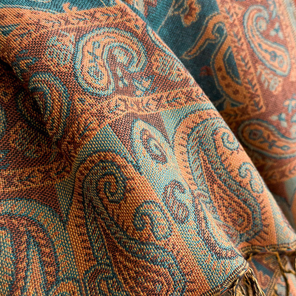 Paisley Pashmina Scarf with Fringe Trim 75*27.5 Inches
