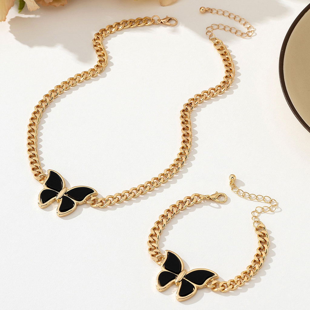 Women's Butterfly Necklace and Bracelet Set