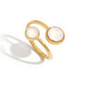Women's Dual Stone Adjustable Open Ring with Smooth Polished Band and Minimalist Gem Accents for a Refined Modern Look