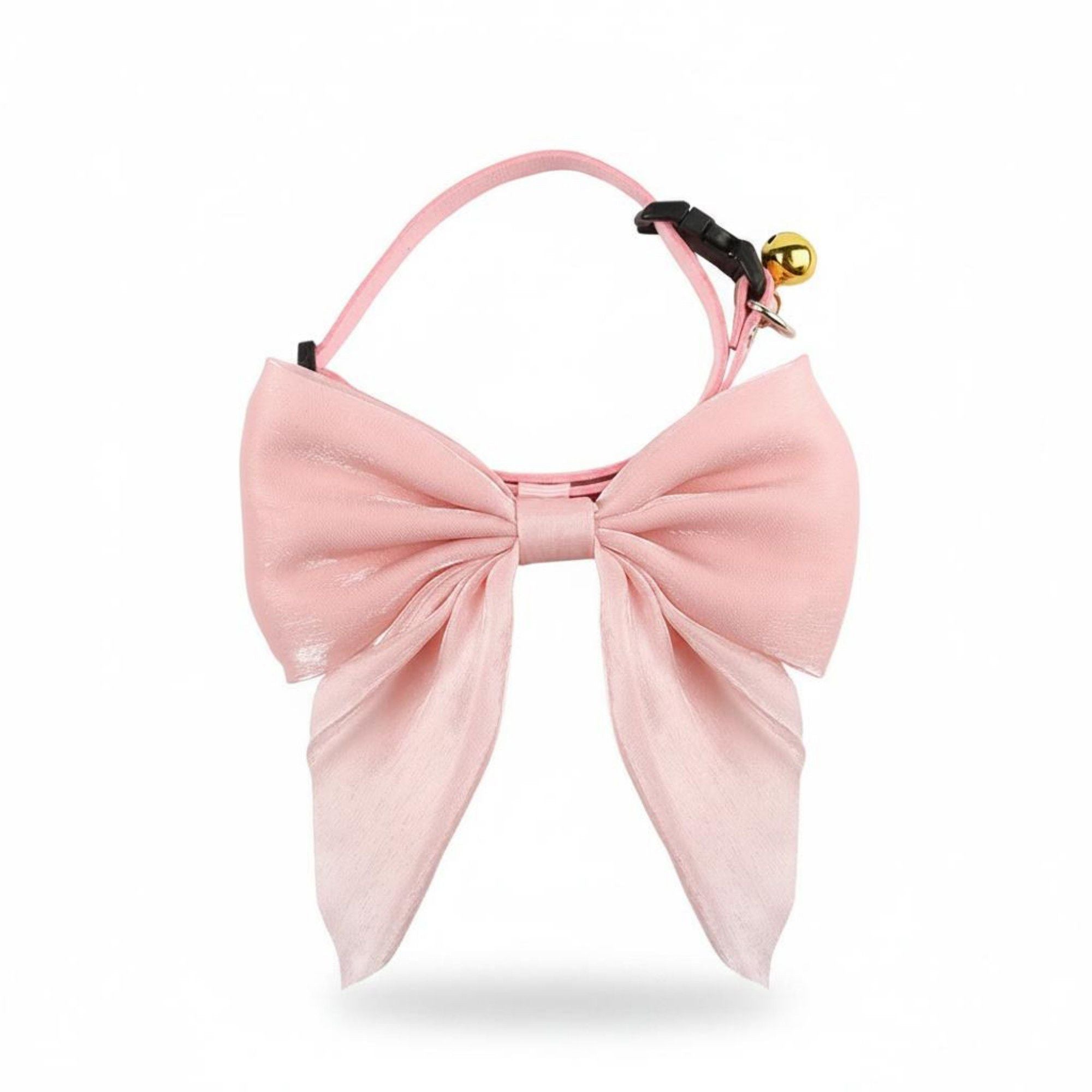 Pet Bow Collar Soft Adjustable Satin Bow Tie with Bell Detail Elegant Neck Accessory