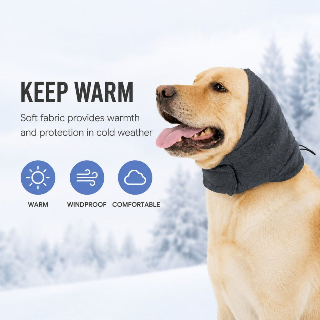Adjustable Dog Ear Cover Head Wrap with Drawstring for Grooming, Noise Coverage and Cold Weather