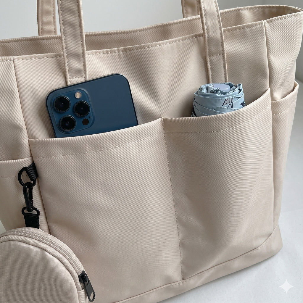 Large Capacity Tote Bag with Zip Closure Spacious Shoulder Bag Lightweight Daily Bag
