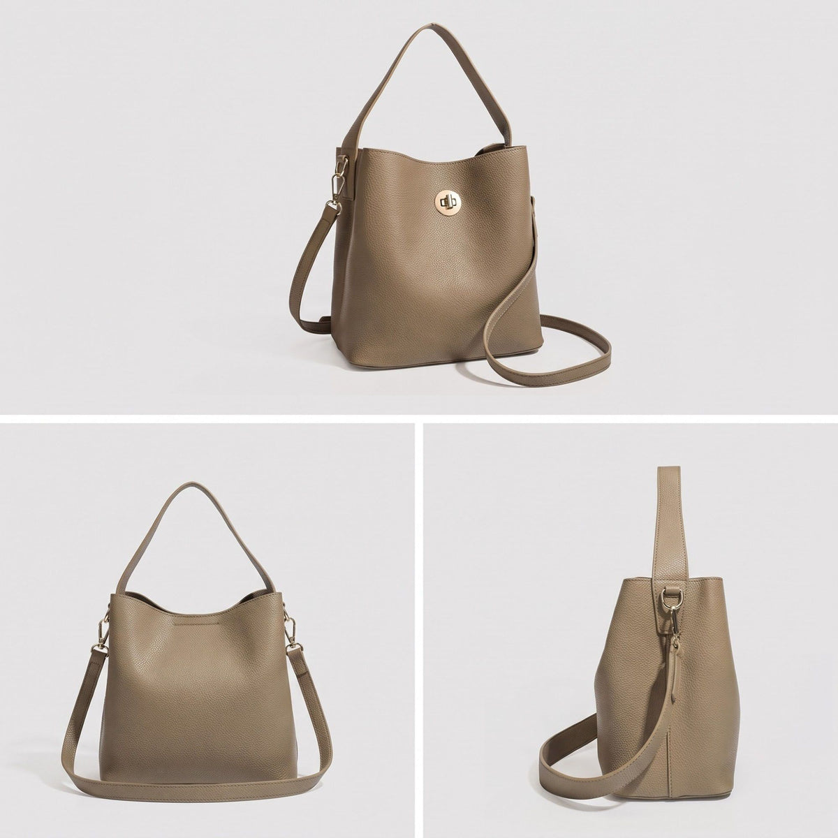Textured Bucket Bag with Detachable Strap