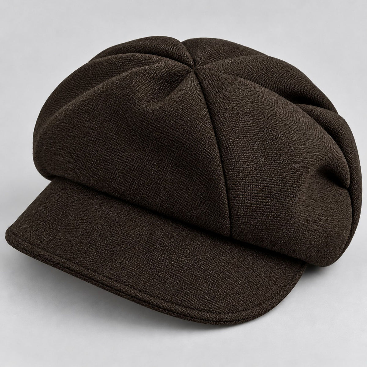 Textured Newsboy Cap with Rounded Panel Crown