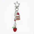 Dessert Charm Keychain with Strawberry Pendant Cake Detail Star Clip Bag Charm Key Ring Accessory