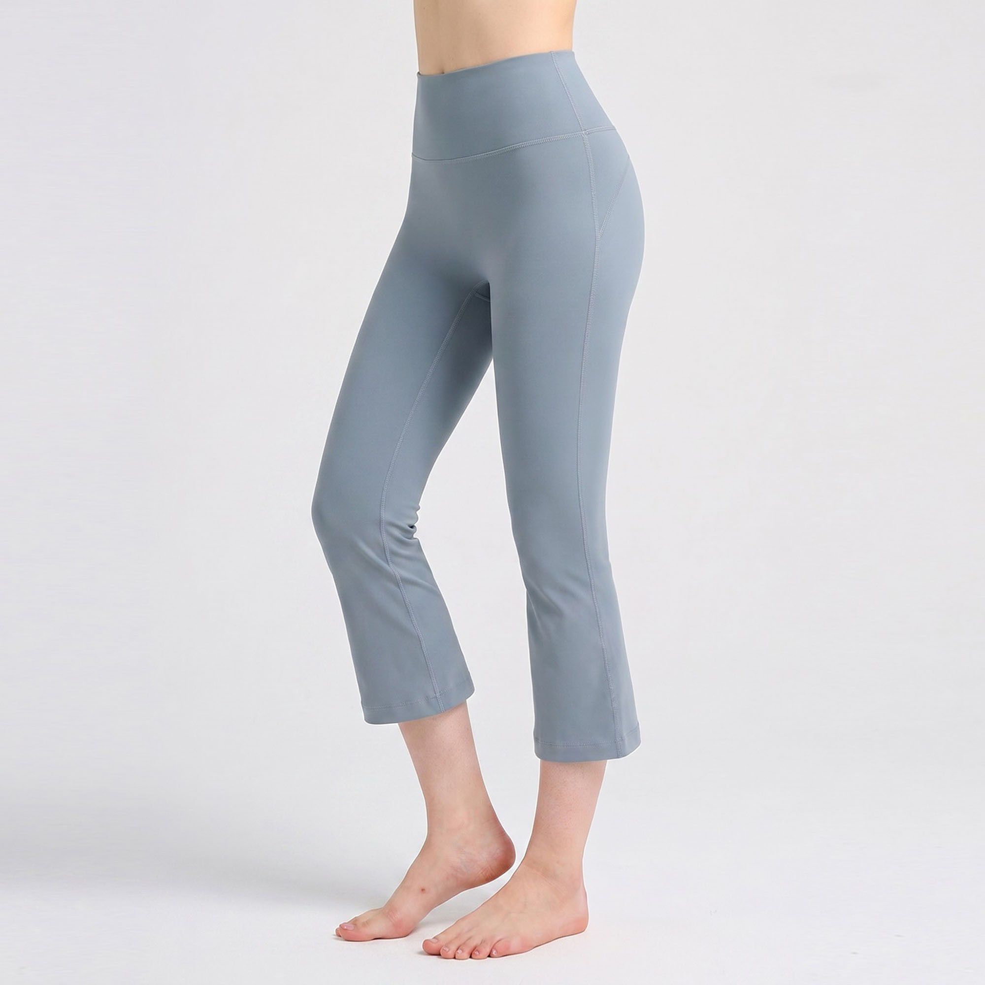High Waist Cropped Flare Leggings with Wide Waistband Smooth Stretch Pull On Yoga Pants