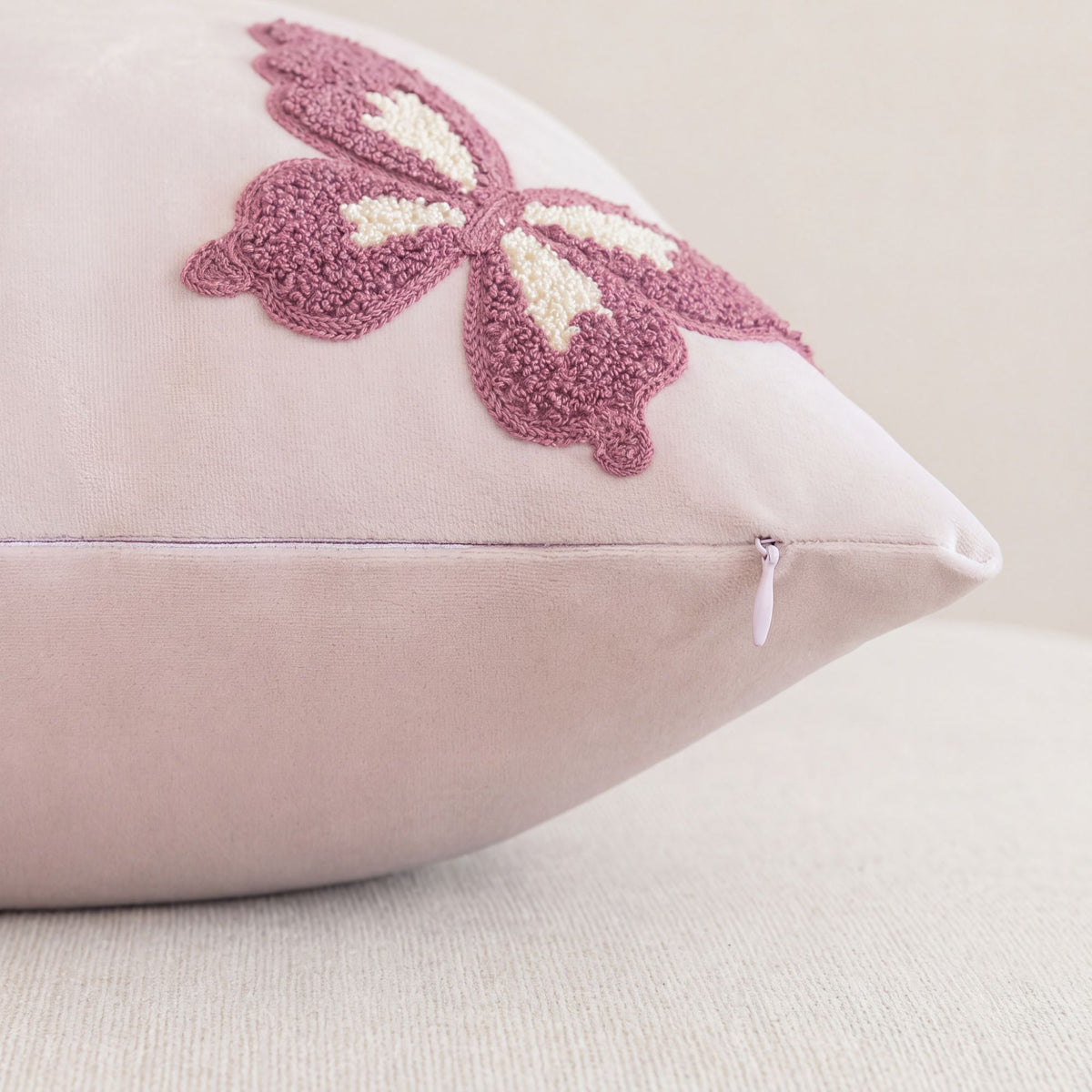Butterfly Embroidered Throw Pillow Cover Decorative Square Cushion Cover for Sofa Couch Bed