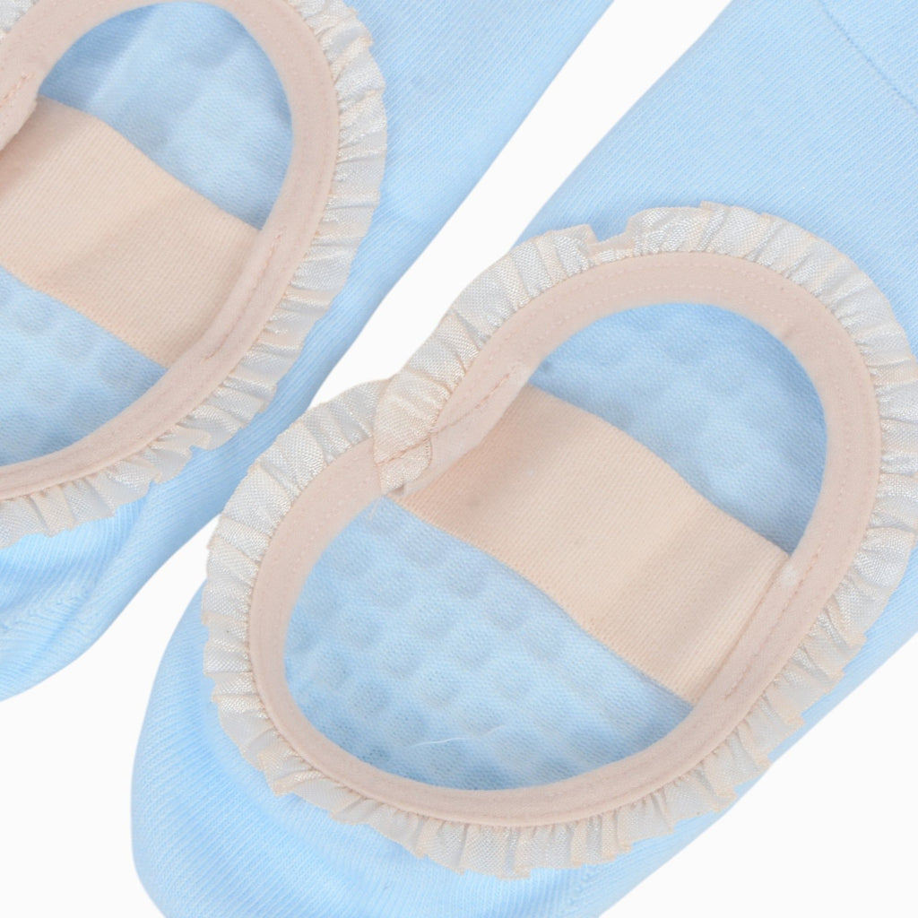 Anna-Kaci Women's Ballet Style Grip Socks with Ruffle Trim and Cross Strap Anti-Slip Sole Yoga and Pilates 2-Pack