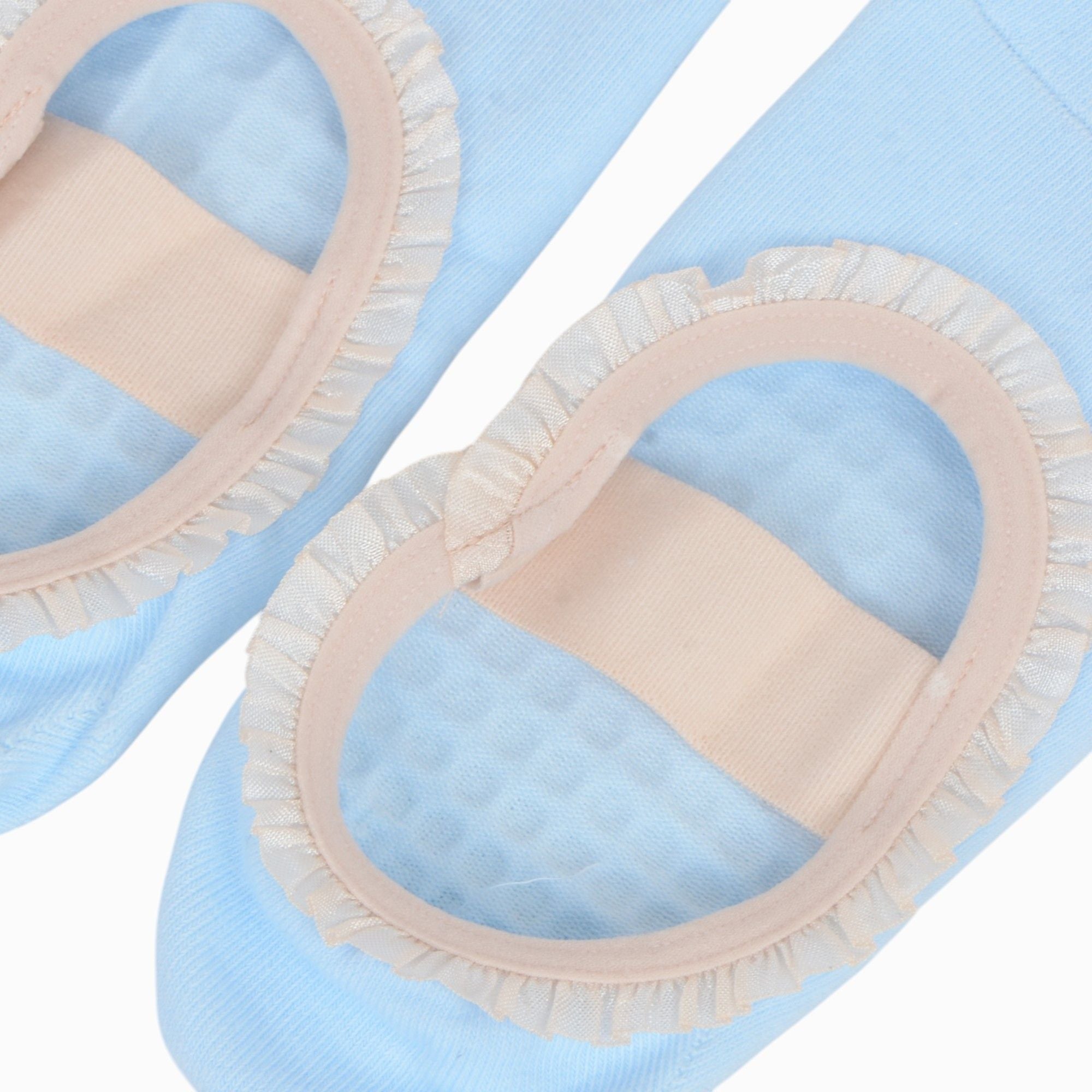 Anna-Kaci Women's Ballet Style Grip Socks with Ruffle Trim and Cross Strap Anti-Slip Sole Yoga and Pilates 2-Pack