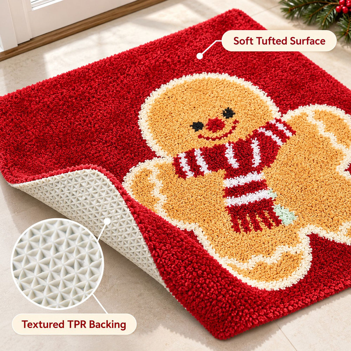 Christmas Tufted Bath Rug with Nonslip Backing 15.7 x 23.6 in