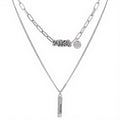 Women's Layered Chain Necklace with Engraved Dreams Pendant and Link Chain Design