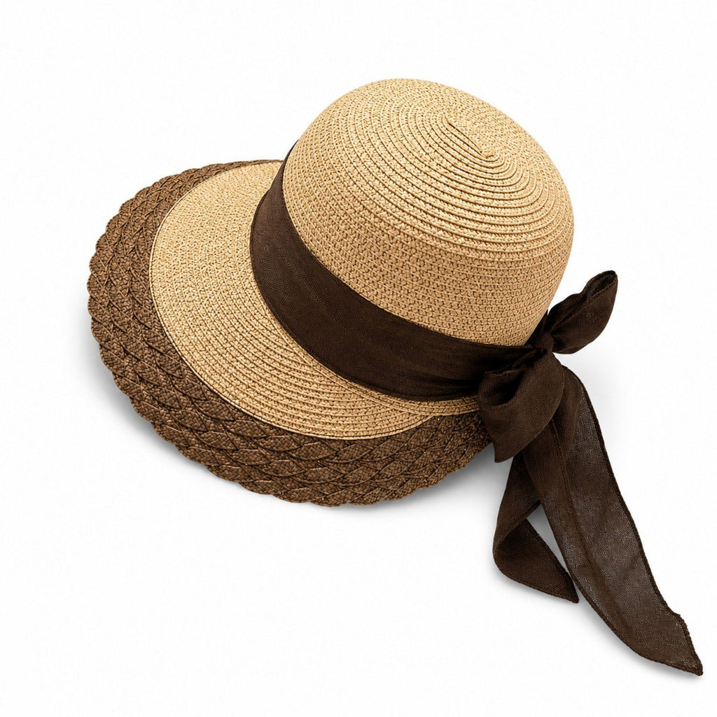 Summer Sun Hat for Women - Wide Brim Straw Hat with Elegant Bow Detail