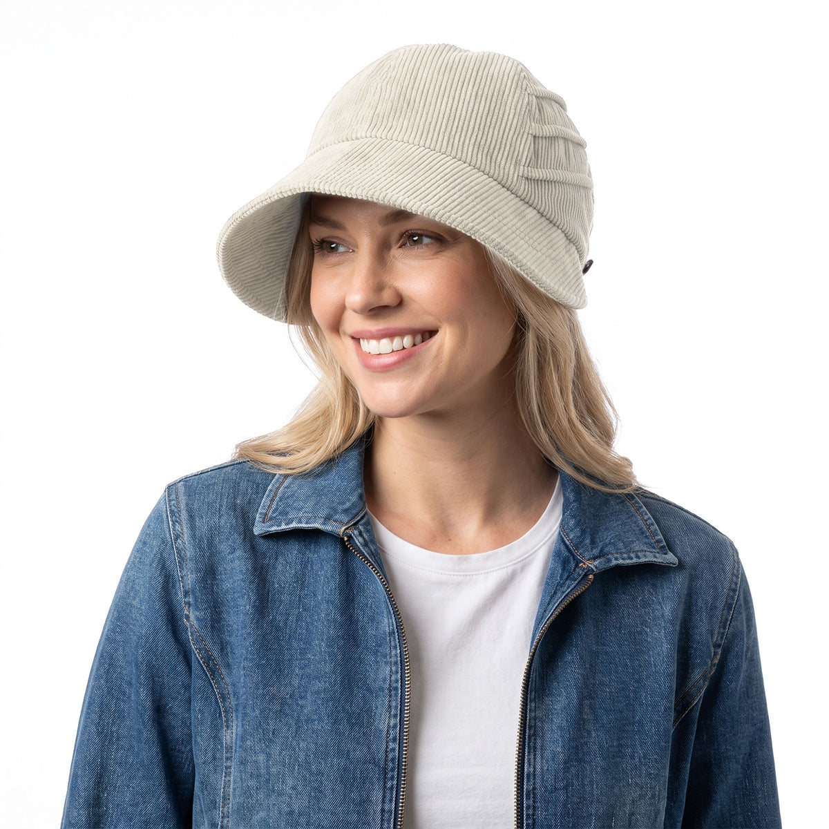 Corduroy Bucket Hat Wide Brim Adjustable Fit Casual Fall Winter Hat