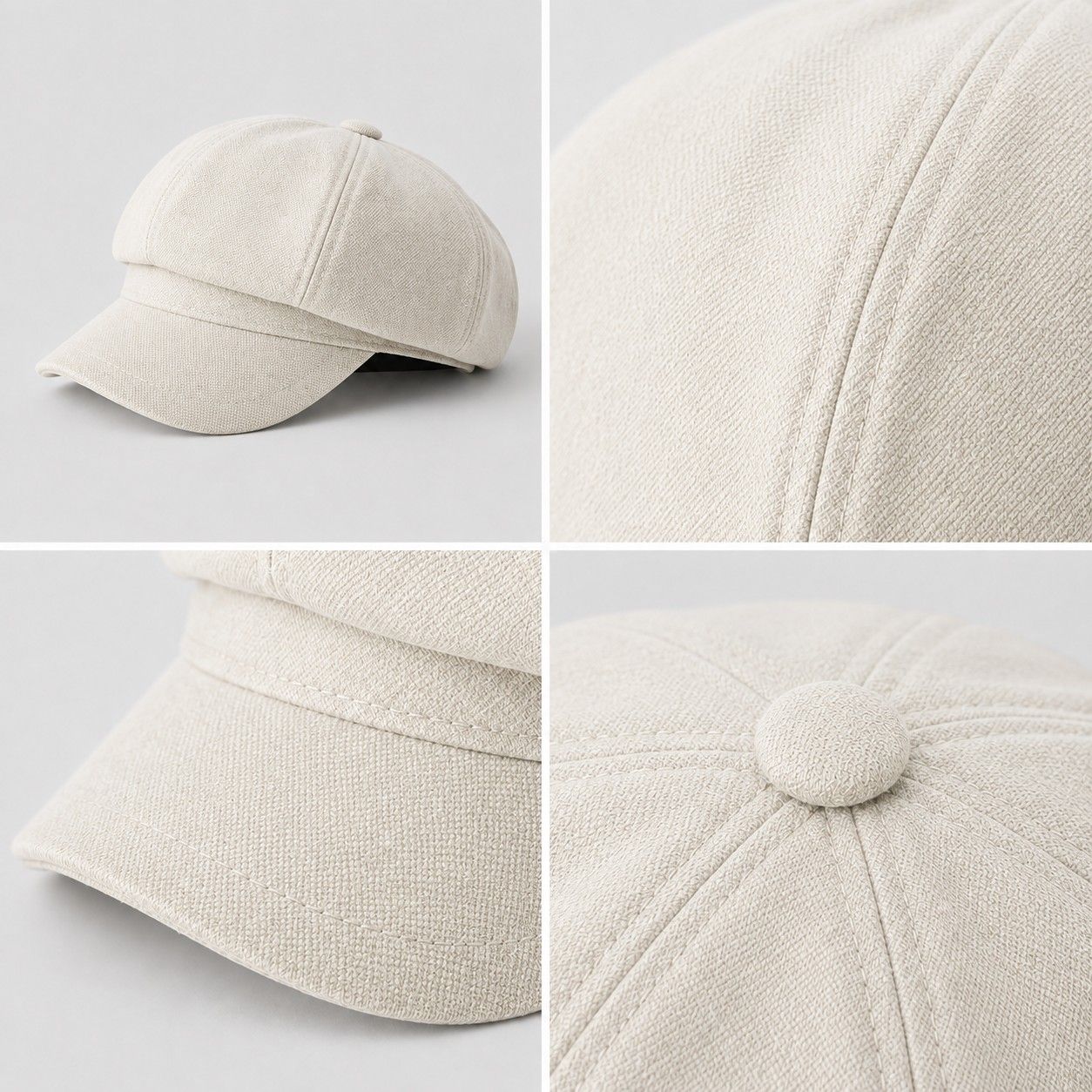 Textured Newsboy Cap Soft Baker Boy Hat Vintage Rounded Crown Casual Style