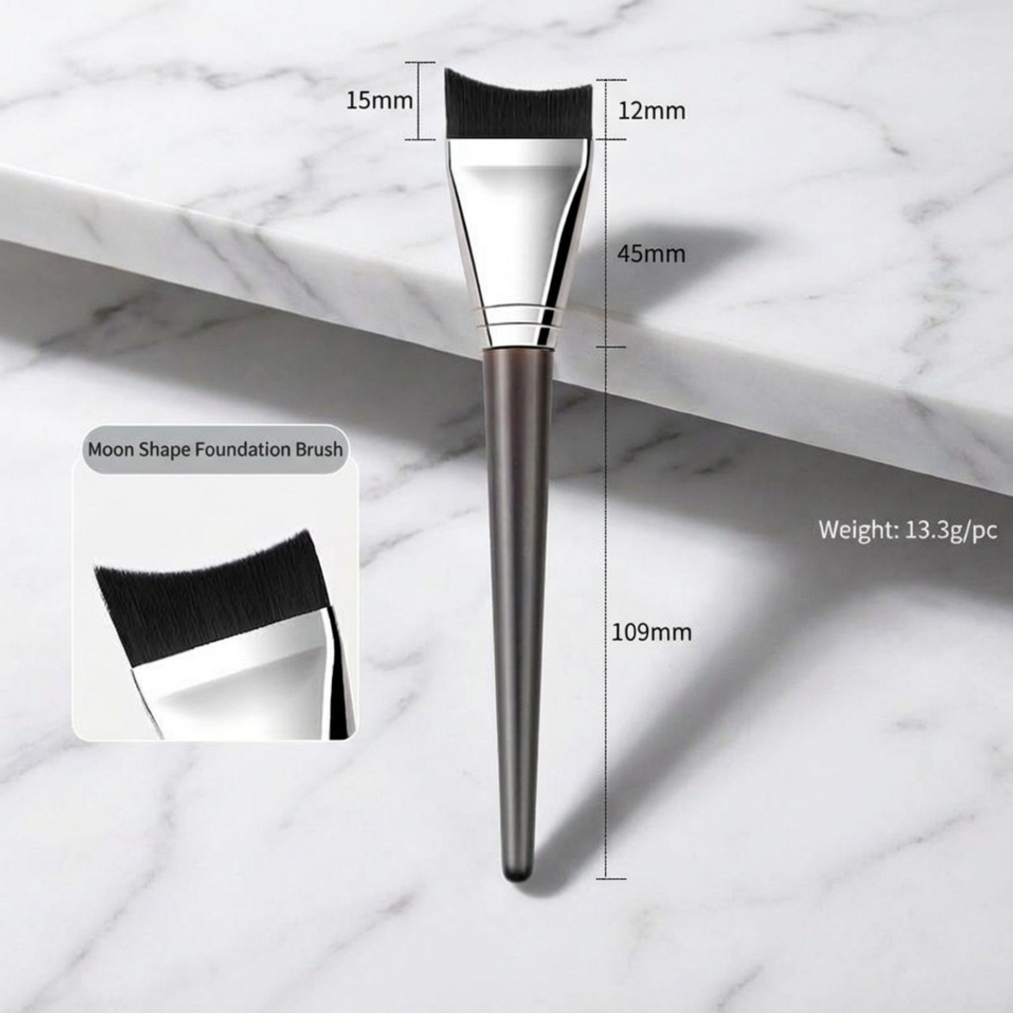 2 Piece Angled Makeup Brush Set with Firm Synthetic Bristles for Foundation Contour and Precision Face Makeup