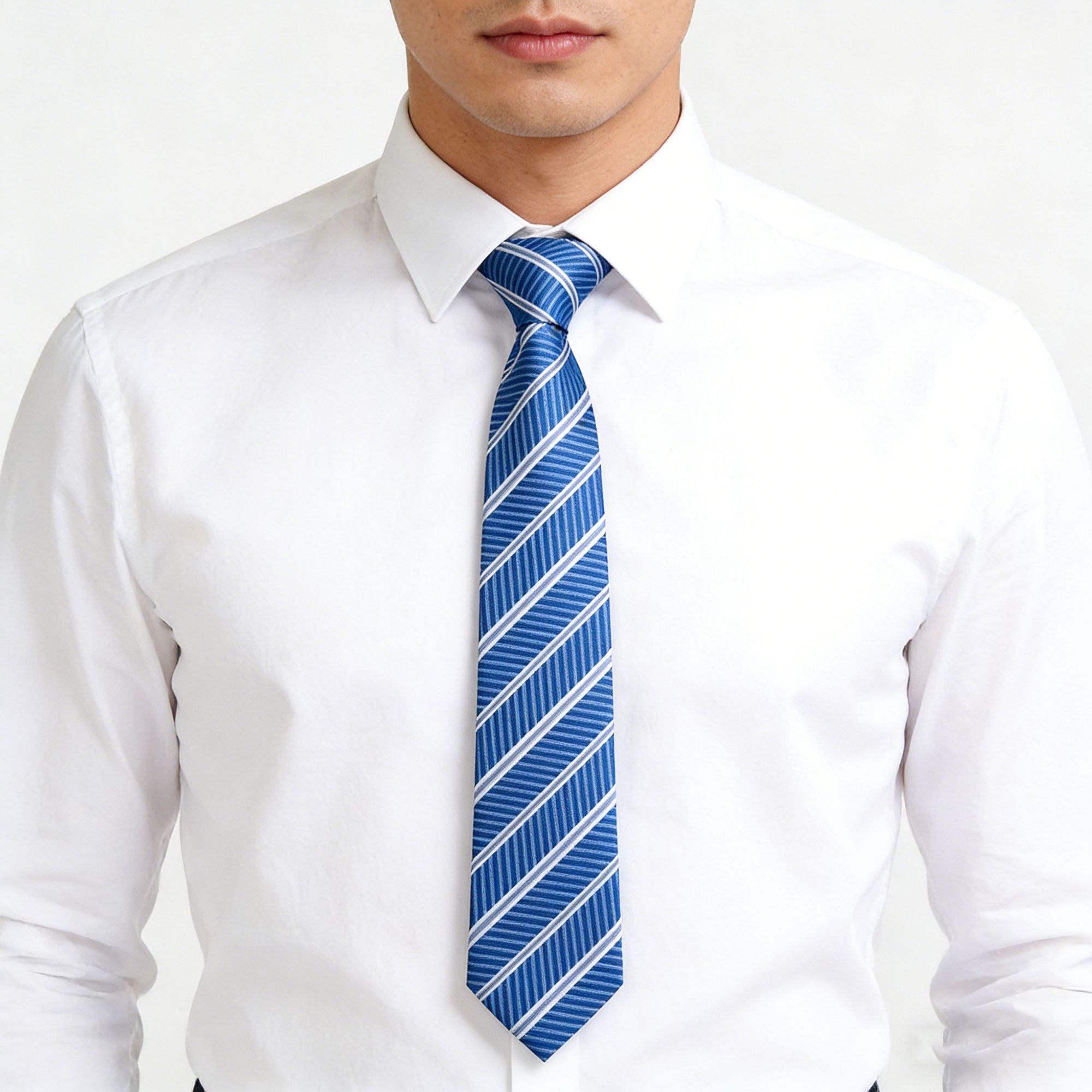 Anna-Kaci Men's Polyester Filament Tie with Multi-Tone Stripes - Formal Necktie for Business, Weddings & Daily Wear
