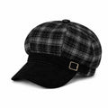 Plaid Newsboy Cap Vintage Baker Boy Hat Adjustable Buckle Band
