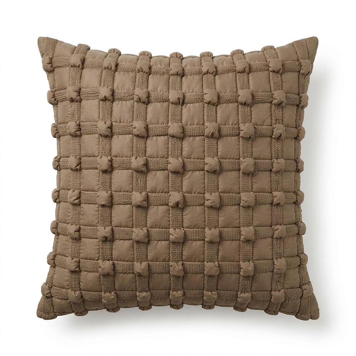 Textured Woven Grid Square Decorative Throw Pillow Cover