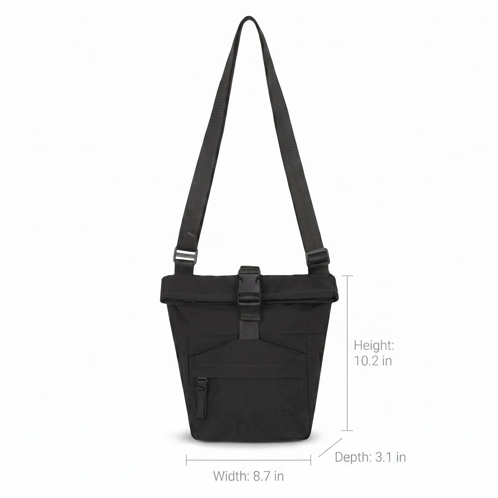 Water Resistant Nylon Crossbody Bucket Bag Adjustable Strap Multi Pocket Everyday Travel Bag