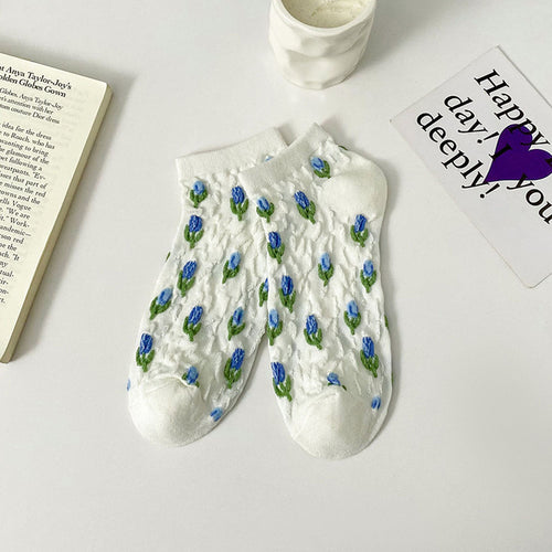 Anna-Kaci Adorable Summer Floral Embroidered Ankle Socks 4Pk