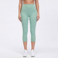 High Waist Capri Leggings with Wide Waistband Smooth Stretch Fit and Pull On Activewear Design