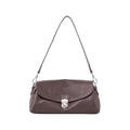 Soft Leather Envelope Shoulder Bag with Foldover Flap Silver Clasp and Slim Strap Design