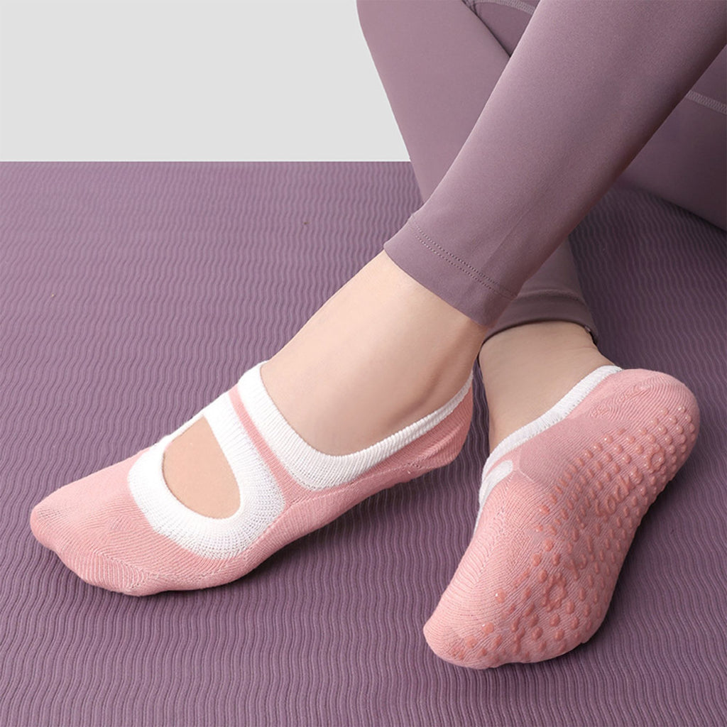 Anna-Kaci 3-Pair Anti-Slip Ballet Grip Socks with Elastic Strap for Yoga, Pilates, and Barre