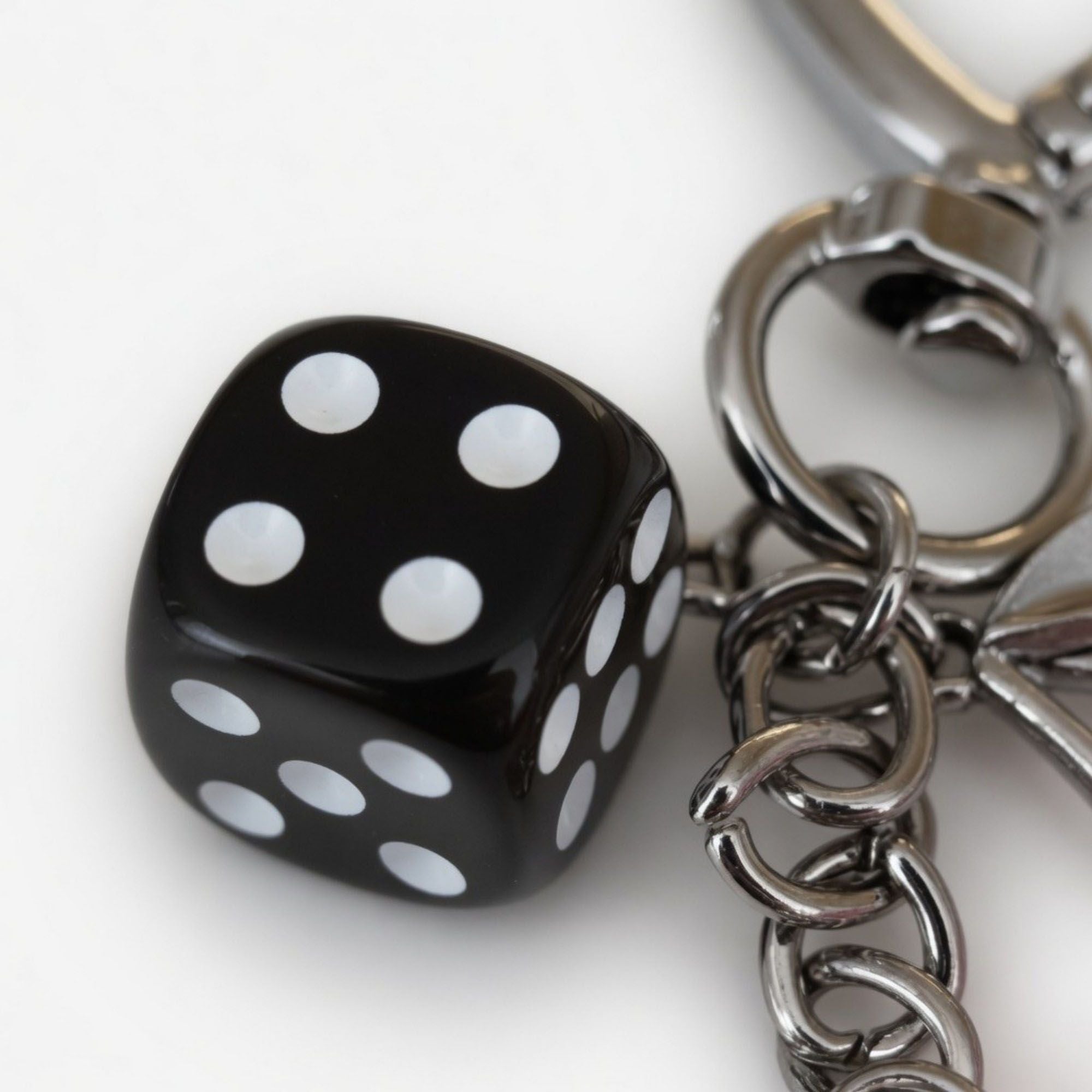 8 Ball Cherry Dice Charm Keychain with Heart Clip Novelty Bag Charm Key Ring Accessory