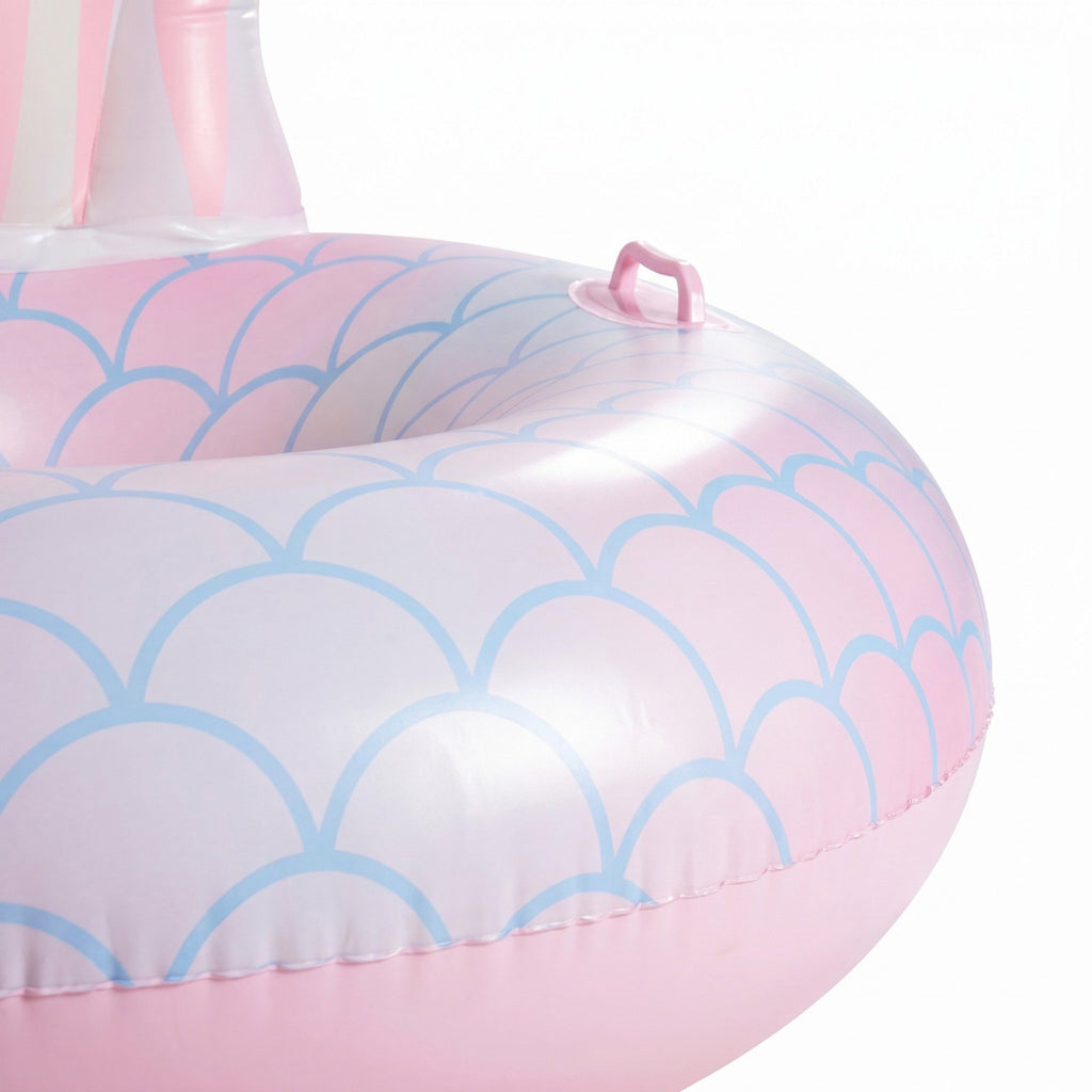 Inflatable Mermaid Tail Pool Float Ring with Backrest Handles Durable PVC Water Float for Pool Beach 43.3x43.3x25.5in