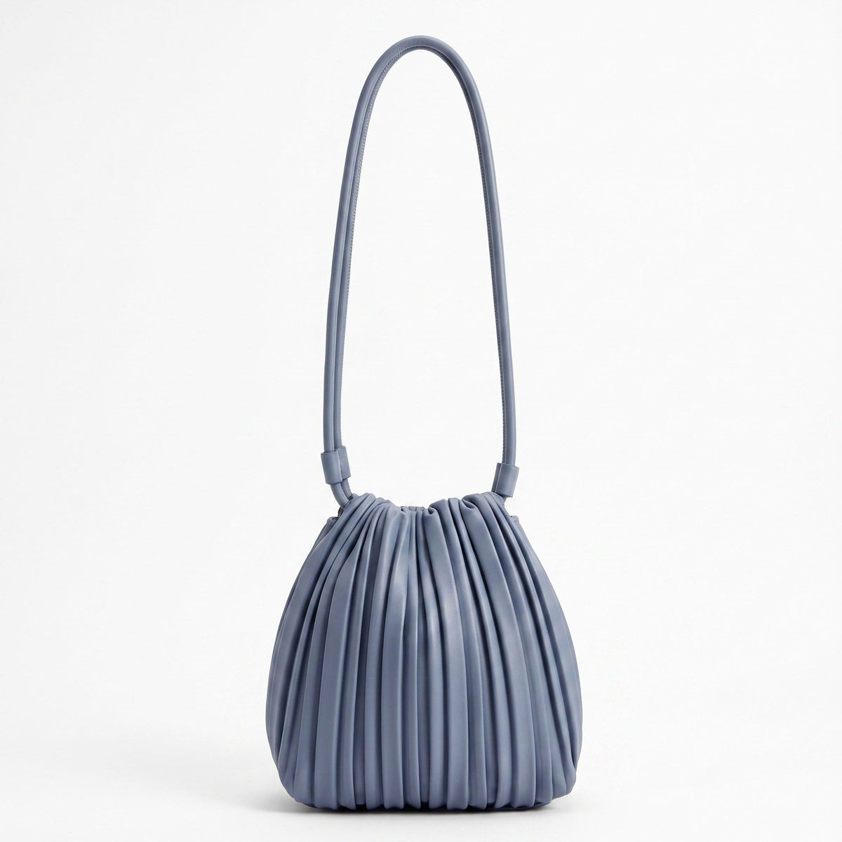 Bolso Bombonera Cruzado Plisado con Correa Larga para el Hombro y Parte Superior Fruncida 7.5x8.5x3.5in