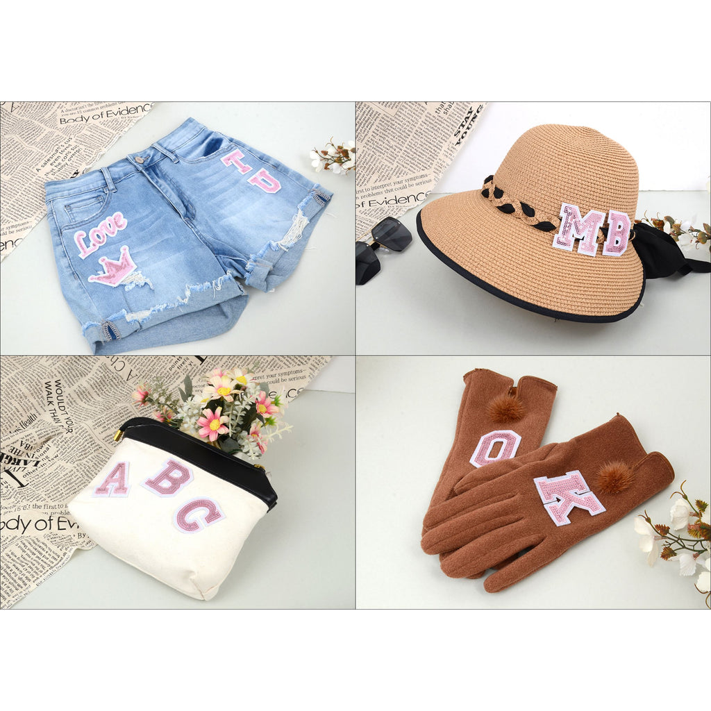 56 PCS Sequin Letter Iron On Patches A-Z Alphabet Varsity Letter Sewing Repair Preppy Glitter Hot-fix for Bag Shoes DIY Supplies