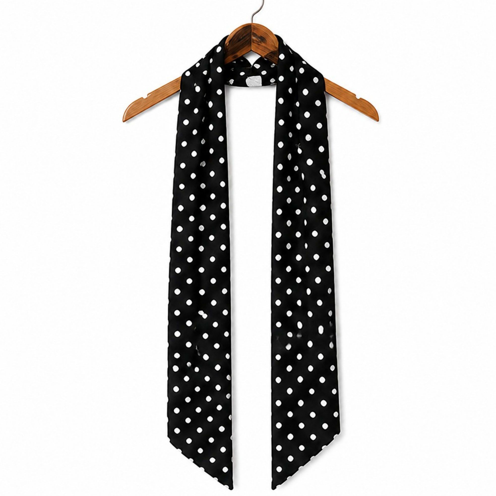 Polka Dot Skinny Neck Scarf with Pointed Ends