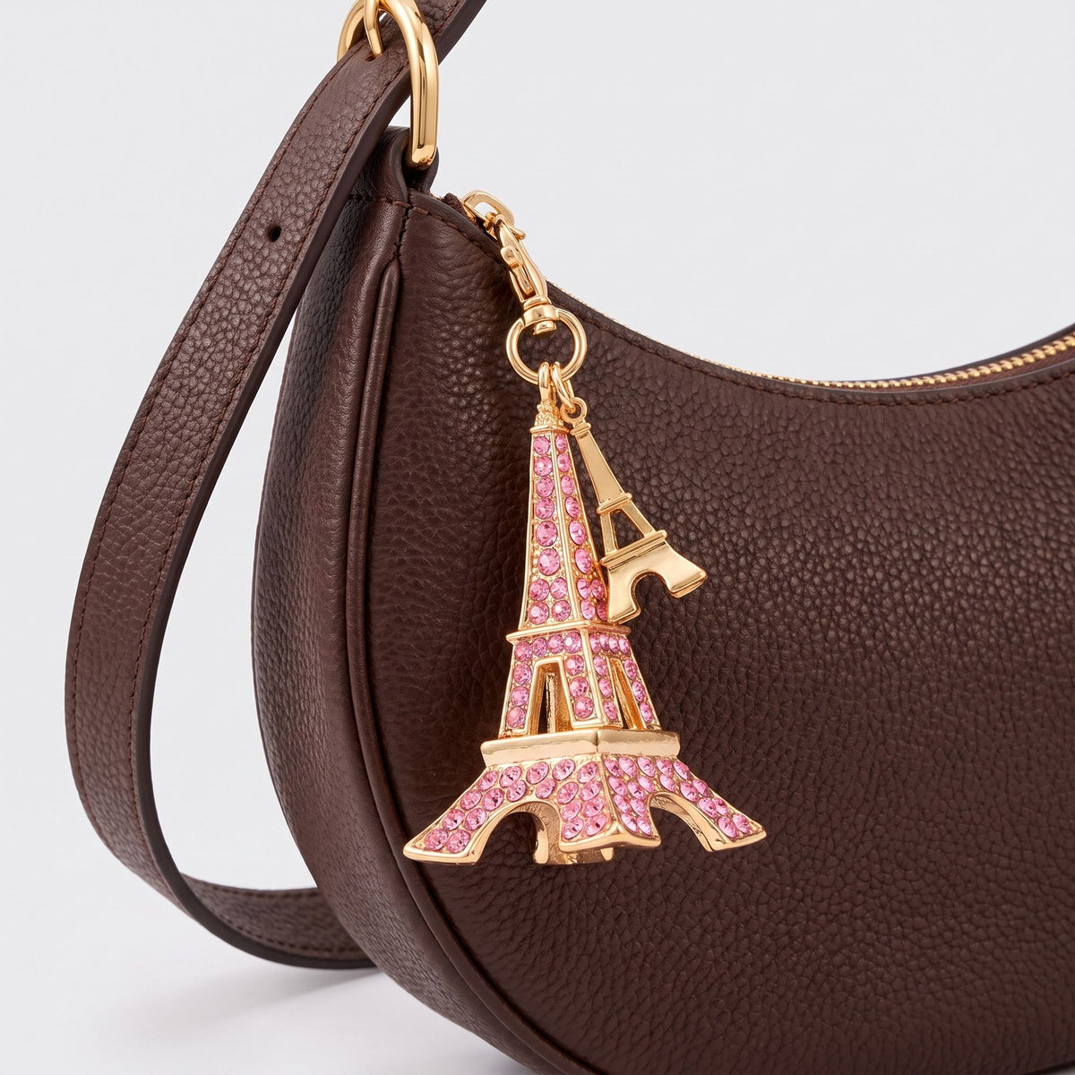 Eiffel Tower Crystal Keychain Bag Charm with Lobster Clasp and Key Ring