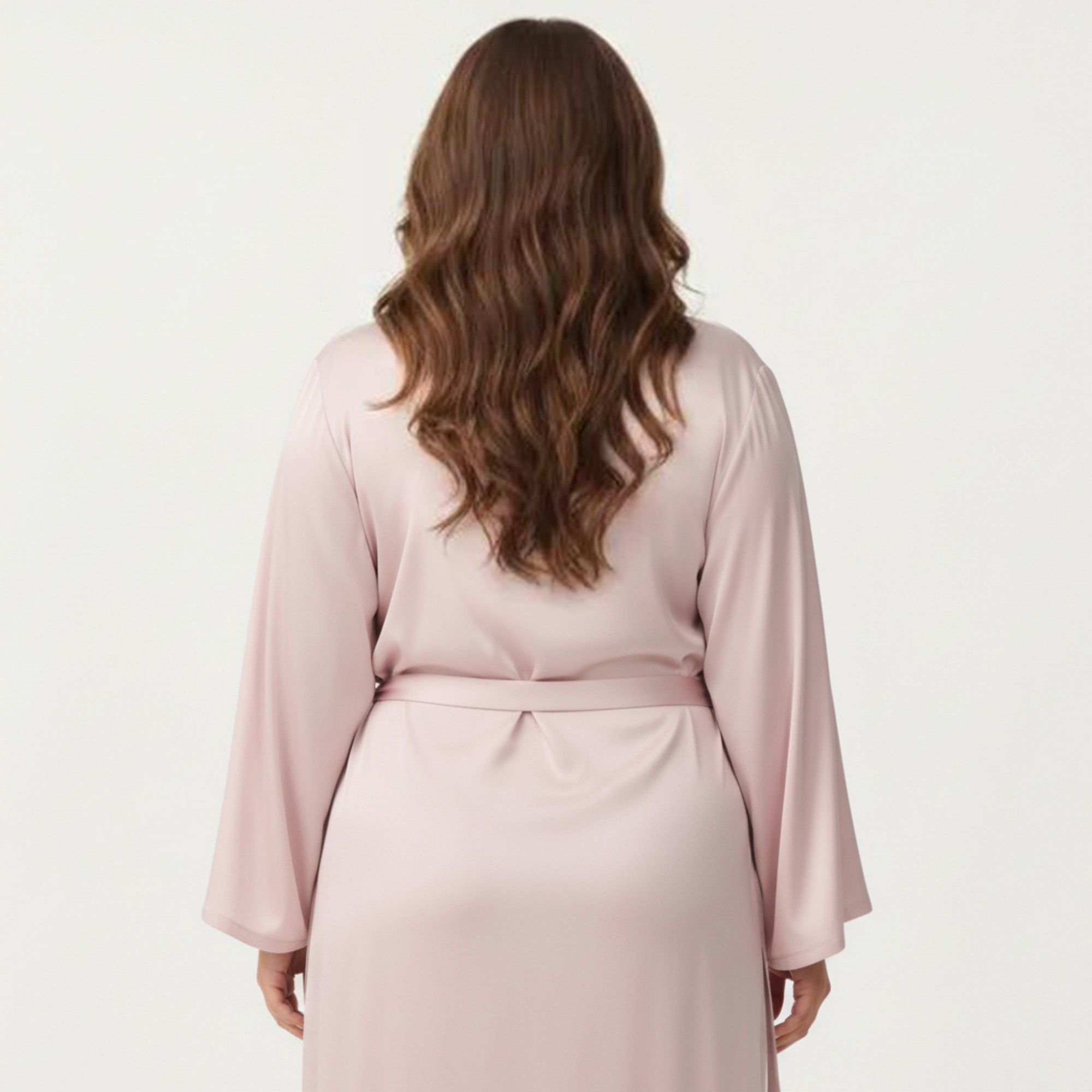 Anna-Kaci Lounge Women's Plus Size 2-Piece Satin Nightgown Set with Long Sleeve Open Front Robe Sleeveless Slip Dress Sleepwear