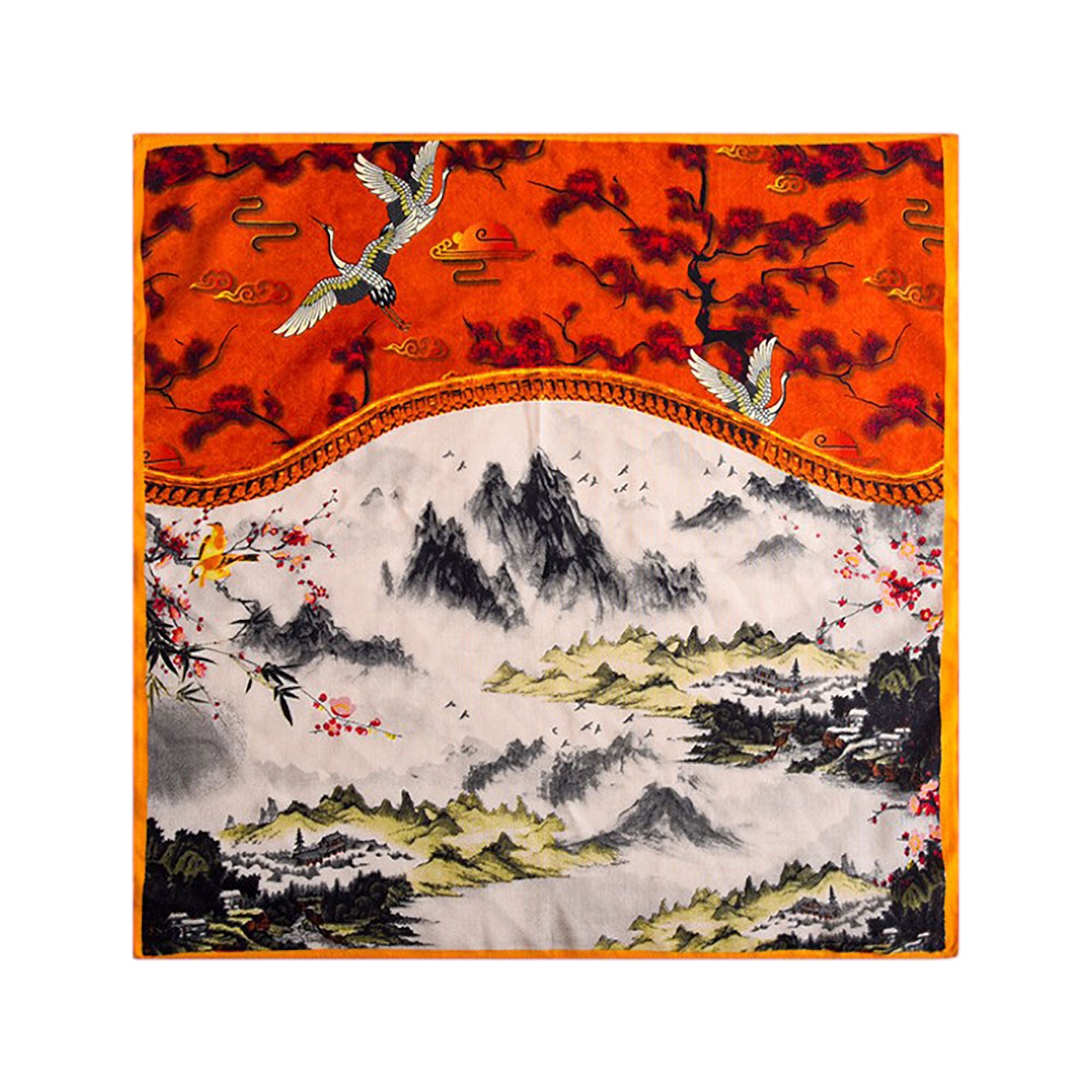 Anna-Kaci Women's Scenic Landscape Print Square Scarf with Soft Silky Fabric Lightweight Versatile Neck and Hair Accessory