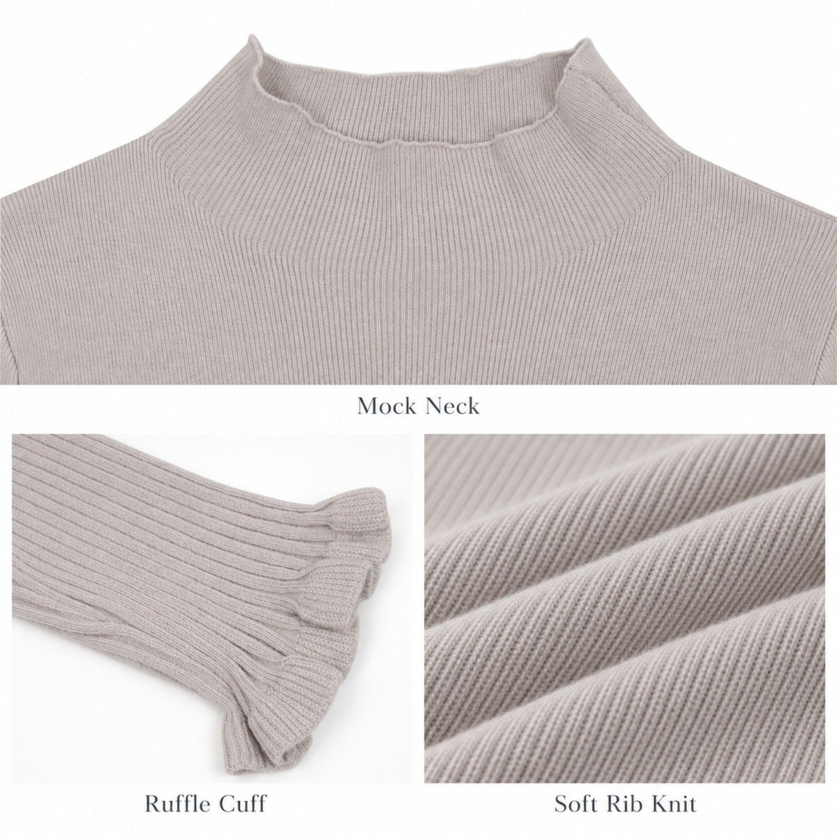 Mock Neck Ribbed Knit Long Sleeve Slim Fit Pullover Sweater
